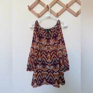 INC | Women's Brown and Maroon Colored Blouse